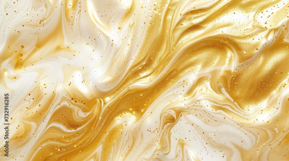 Elegant wallpaper featuring mesmerizing waves of gold and white liquid. Luxurious, Ai Generated. Elegant wallpaper featuring mesmerizing waves of gold and white liquid. Luxurious, Ai Generated.