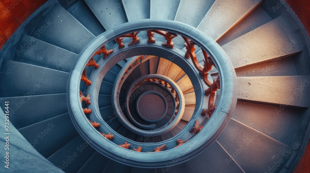 Top view of a spiral staircase in a building. Architectural elegance from above, Ai Generated.