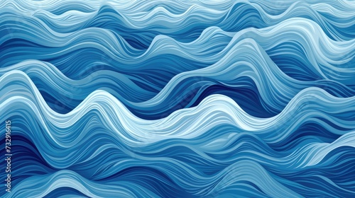 Rhythmic waves dance seamlessly in a soothing blue vector pattern, a visual serenade, Ai Generated.