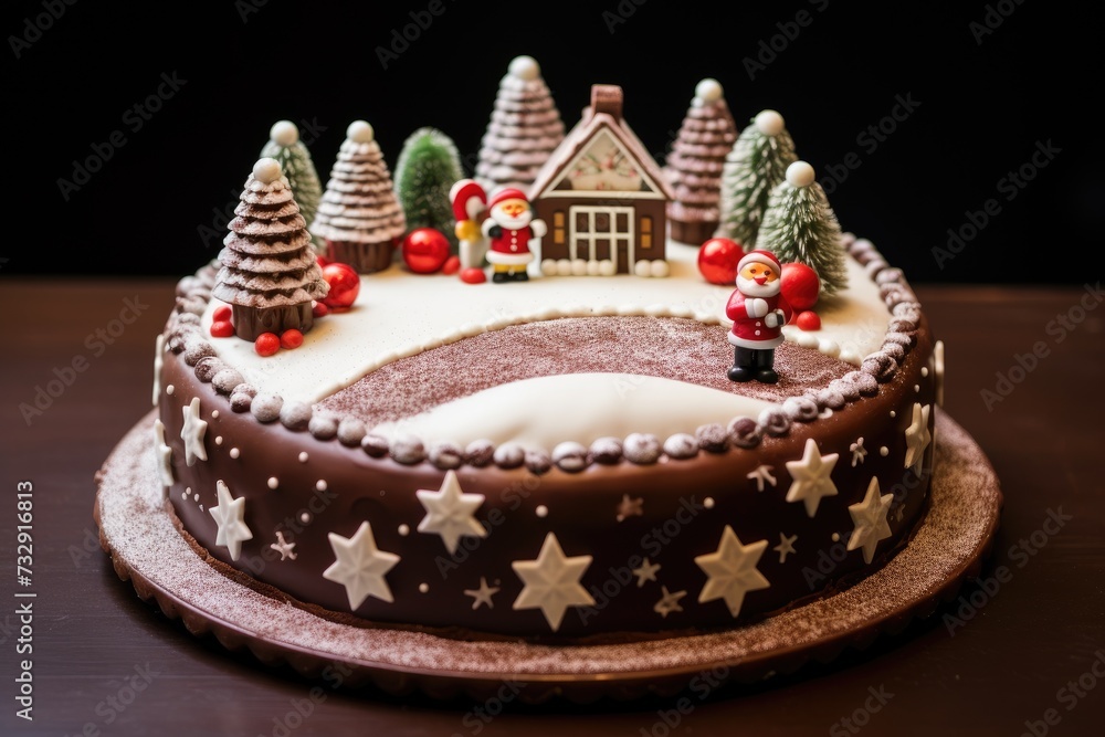 Japanese-style whole small Christmas chocolate cake, Japanese-style whole small Christmas chocolate cake,