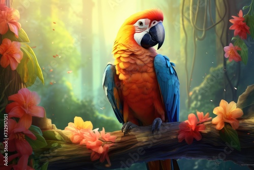 cute parrot in nature scene © msroster