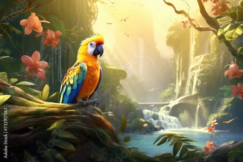 cute parrot in nature scene