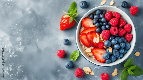 Wallpaper Mural Oatmeal with variety of fruits in a bowl. Torontodigital.ca