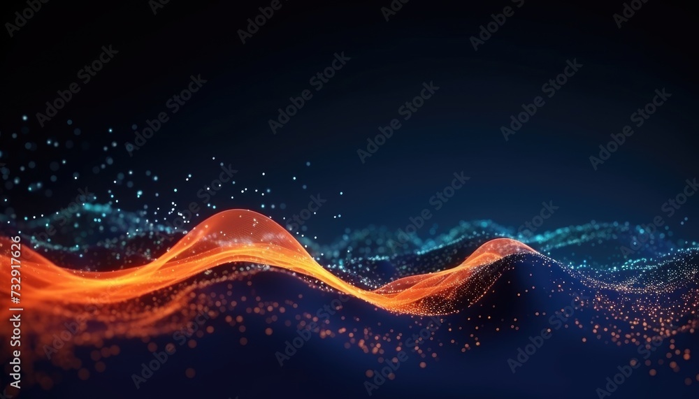 Wave of particles and lines. Big data visualization Wave of particles and lines. Big data visualization