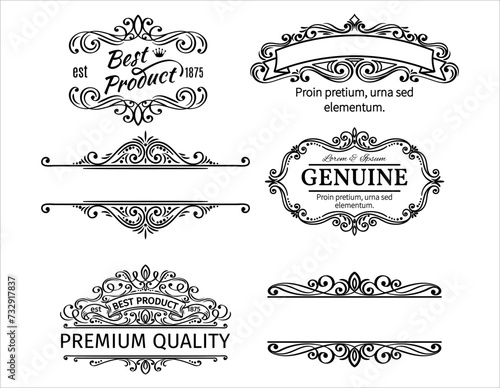 Vector illustration of decorative border and frame set and traditional ornament element