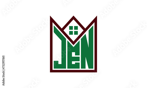 JEN initial letter real estate builders logo design vector. construction ,housing, home marker, property, building, apartment, flat, compartment, business, corporate, house rent, rental, commercial