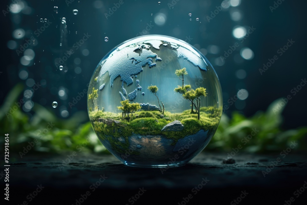 world globe with clean water inside