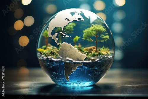 world globe with clean water inside