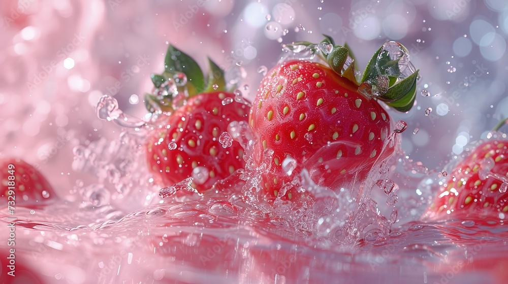 Strawberry with juice splash, Juicy ripe strawberries, ripe strawberries. Splash of strawberry Strawberry jam, cocktail, juice. Juicy strawberries in water splash Water drops. Strawberry with juice splash, Juicy ripe strawberries, ripe strawberries. Splash of strawberry Strawberry jam, cocktail, juice. Juicy strawberries in water splash Water drops.