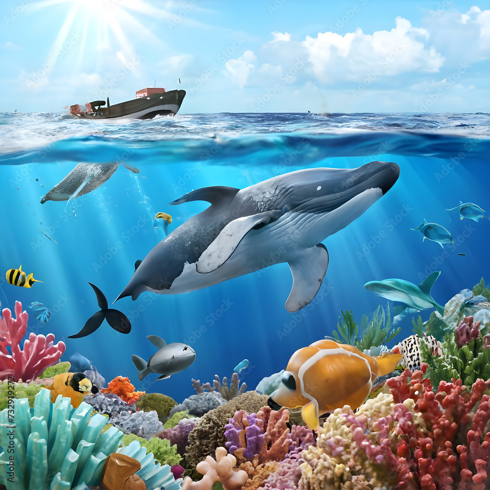 Fototapeta premium Marine life for ocean conservation. Generative AI