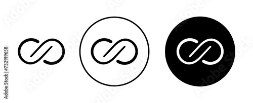 Infinity Line Icon Set. Infinite loop eternity symbol in black and blue color. photo