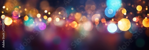 A editorial background photography with empty center area of a Colorful Bokeh And Retro String 