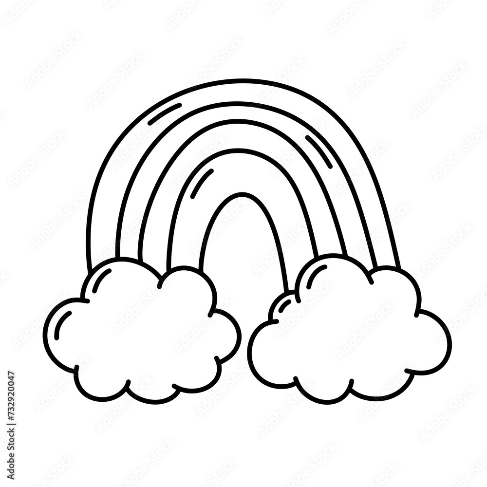 Clouds with rainbow Line icon. Clouds with rainbow Line icon.