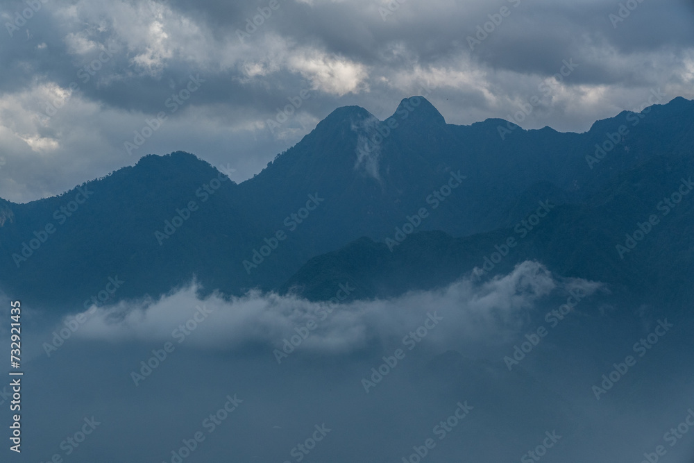 Clouds and fog over the mountain, Fansipan, Sapa, Northern Vietnam