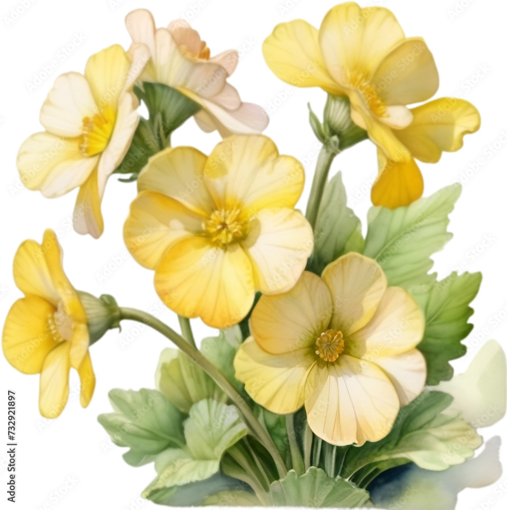 Watercolor painting of a Primrose flower.