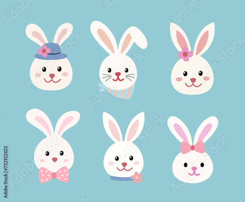Cute Easter bunny head vector.