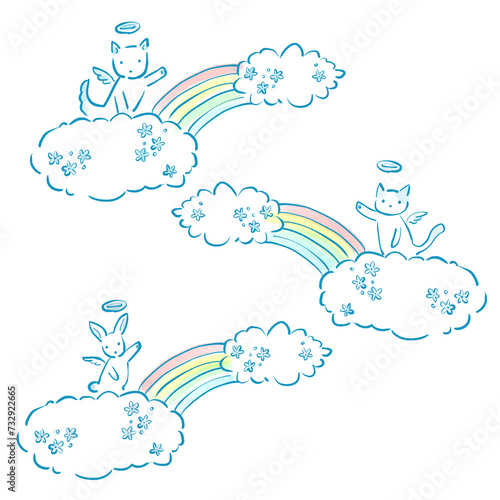 天国に向かうペットのイラスト