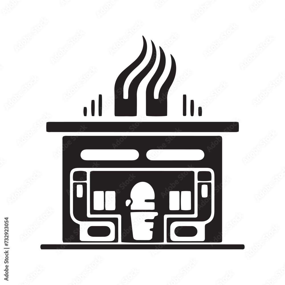 A logo of home icon vector black silhouette kitchen design template on white background A logo of home icon vector black silhouette kitchen design template on white background