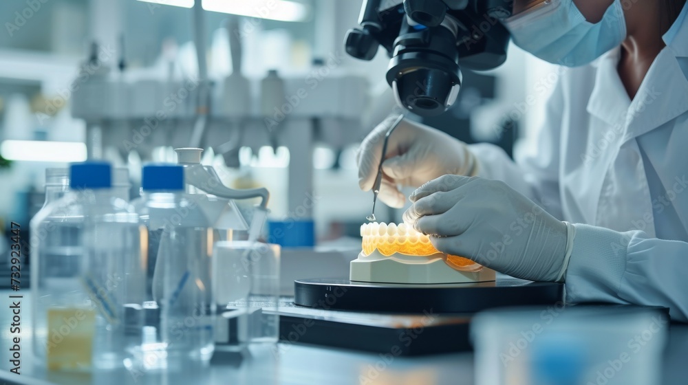 Dental lab technician using CAD/CAM software to design a dental crown ...