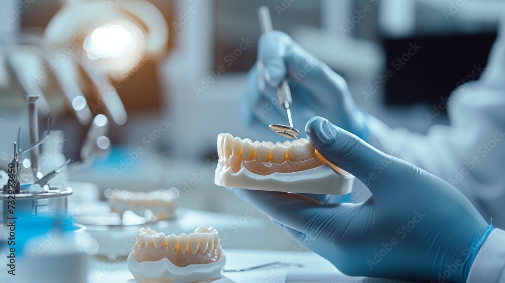 Dental prosthodontist creating a custom tooth restoration with CAD/CAM ...