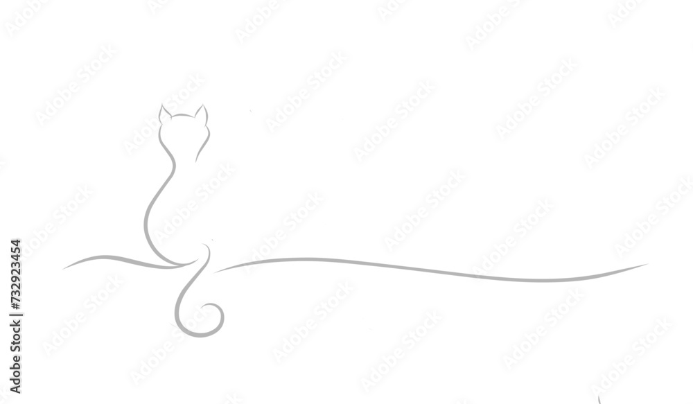 cat in line art style. Illustration cat in line art. cat in line art style. Illustration cat in line art.