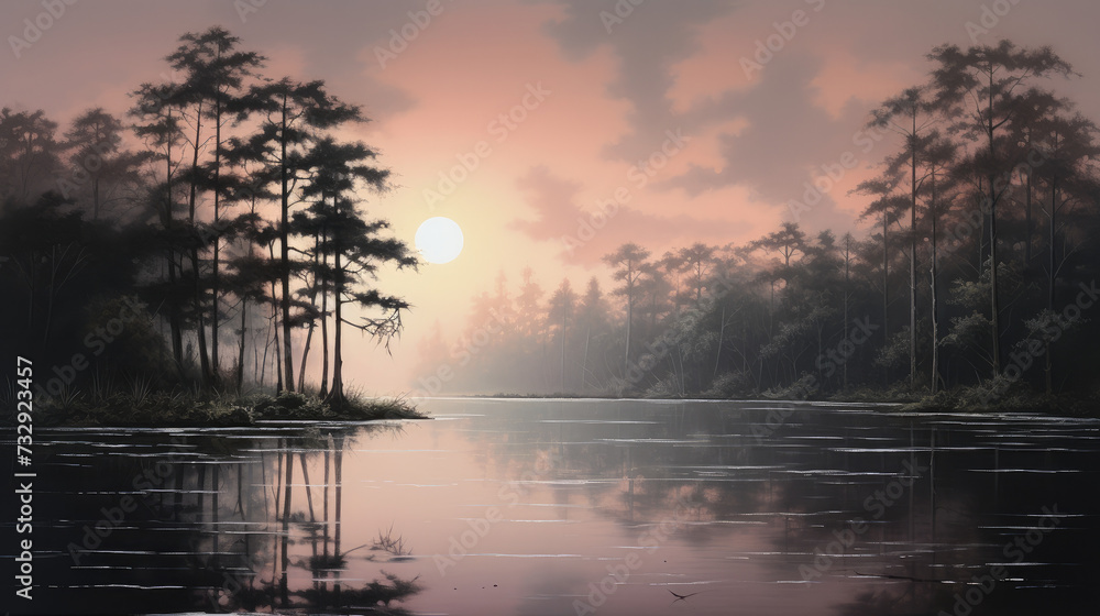 Dusk's Serenity: Lake View with Fading Sun
Dusk's Serenity: Lake View with Fading Sun