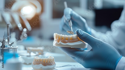 Dental prosthodontist creating a custom tooth restoration with CAD/CAM technology
