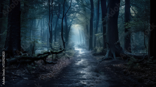 Mystical Forest at Dusk: Serene Pathway into the Unknown  © Creative Valley