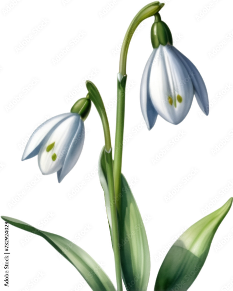 Watercolor painting of a Snowdrop flower. Watercolor painting of a Snowdrop flower.