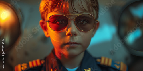 Kid in pilot uniform 5k © VRKit360
