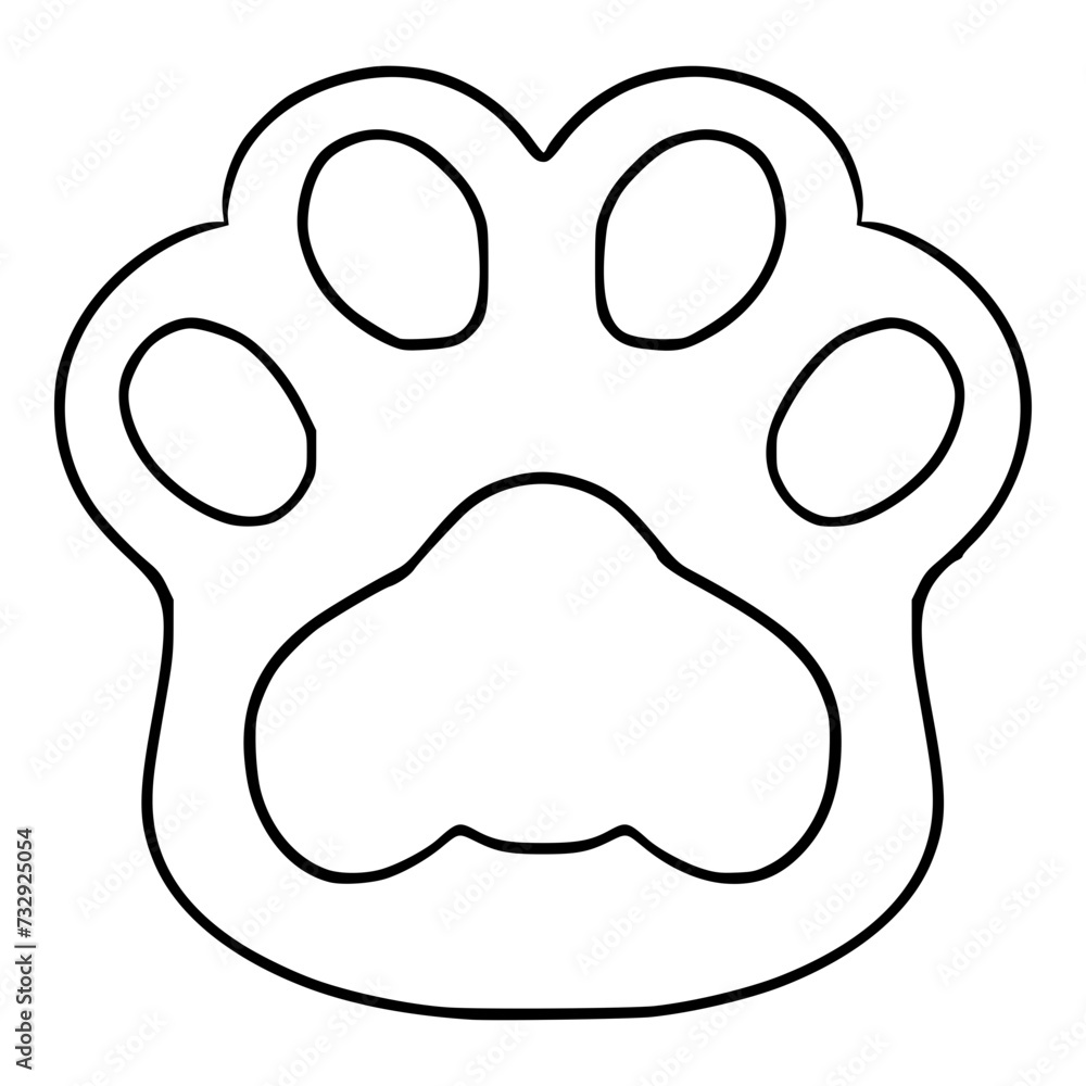 Obraz premium cat paw icon illustration hand drawn outline isolated vector