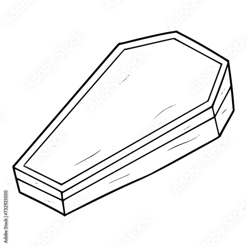 wooden coffin illustration hand drawn outline isolated vector