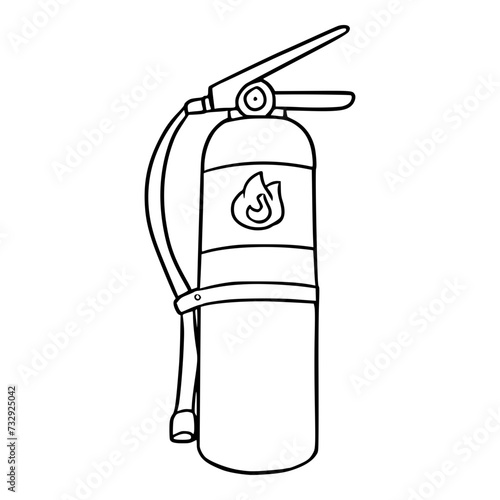 fire extinguisher illustration hand drawn outline isolated vector