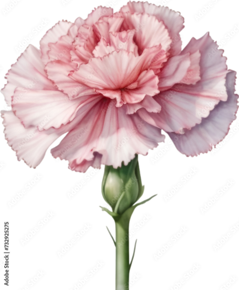 Watercolor painting of a Carnation flower. Watercolor painting of a Carnation flower.
