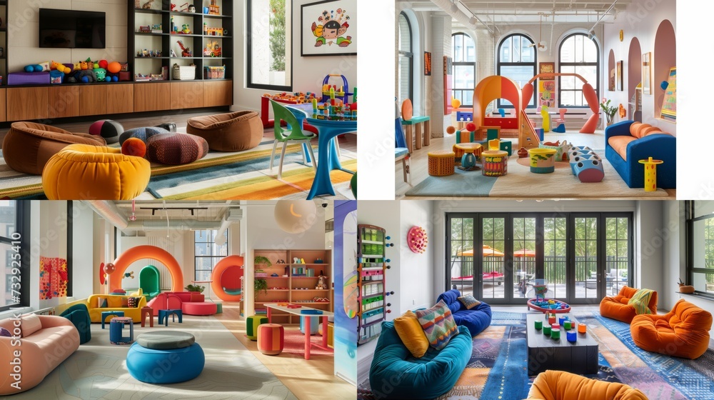 Playful Kids' Play Area with Vibrant Interior Design AI Generated.