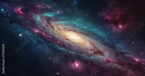 Purple space stars in galaxy billion of stars