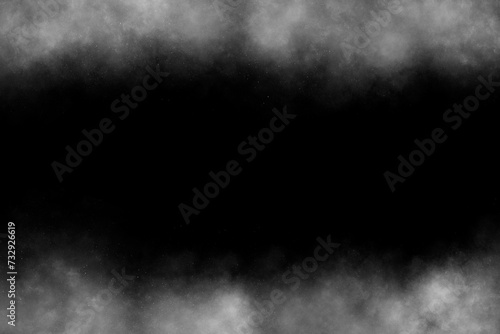 White dust smoke cloud effect on black background