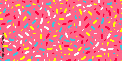 Colorful sprinkles banner background, colorful falling decorative sprinkles background