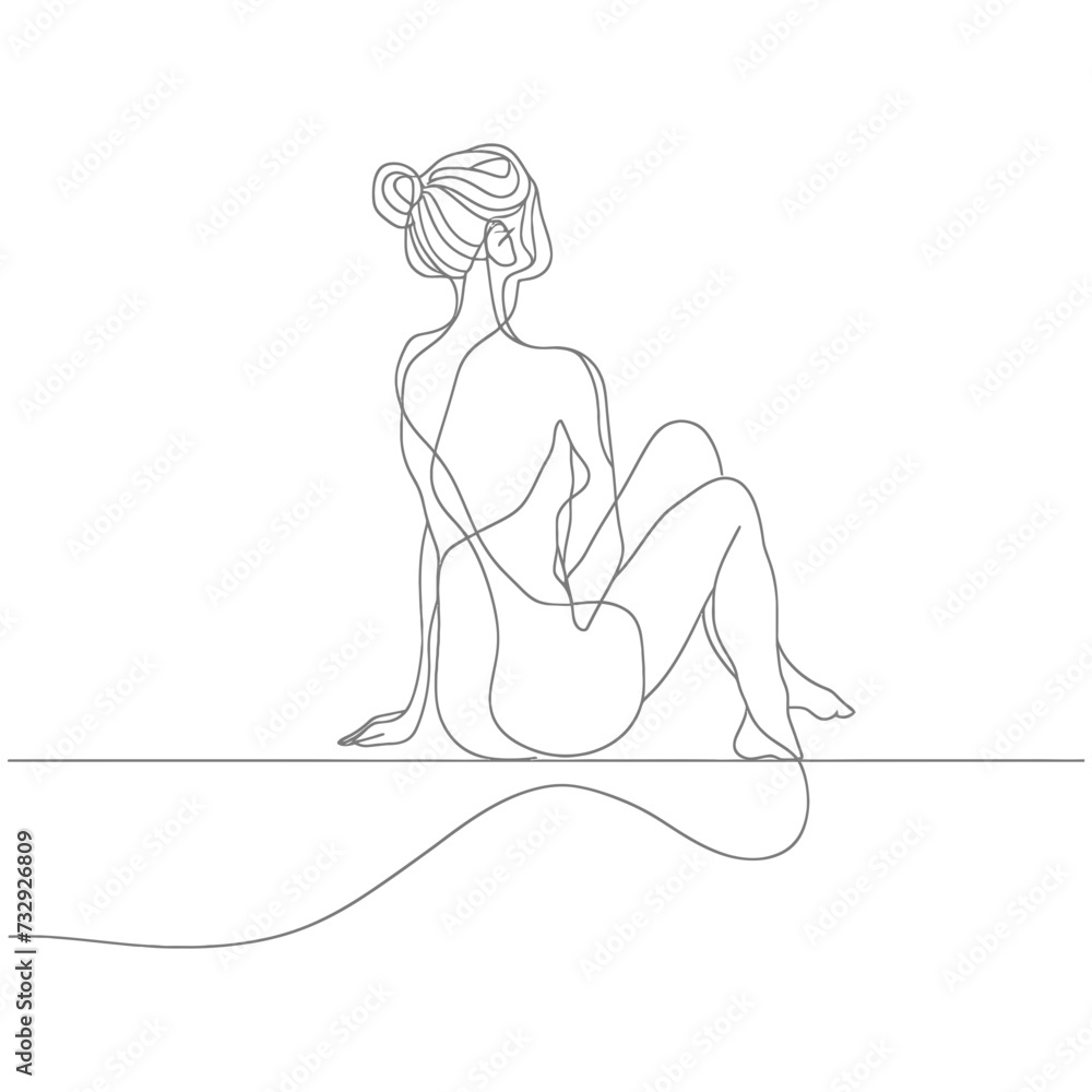 aesthetic woman with continuous line art style black color only aesthetic woman with continuous line art style black color only