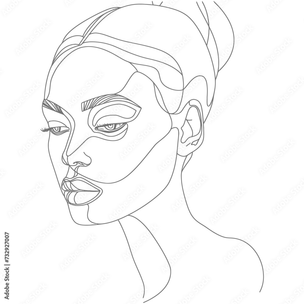 aesthetic woman with continuous line art style black color only aesthetic woman with continuous line art style black color only