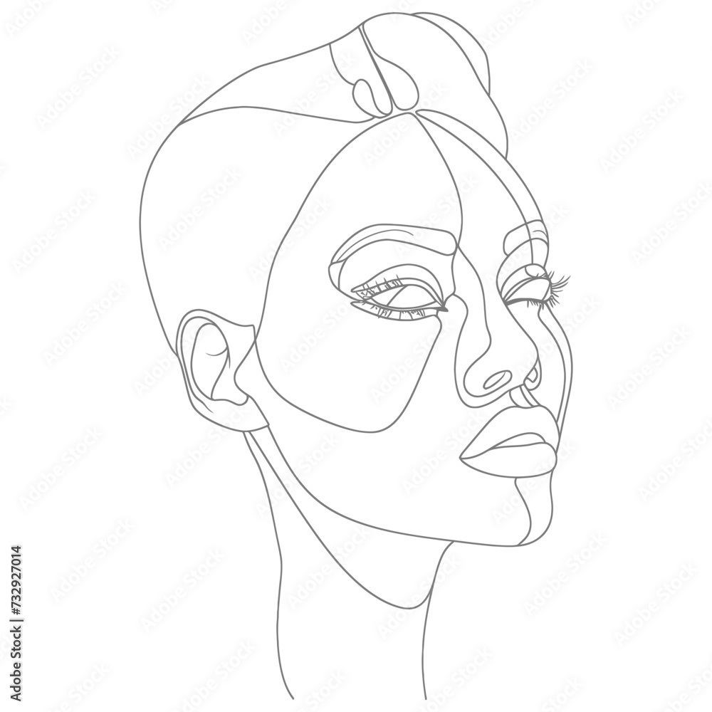 aesthetic woman with continuous line art style black color only aesthetic woman with continuous line art style black color only