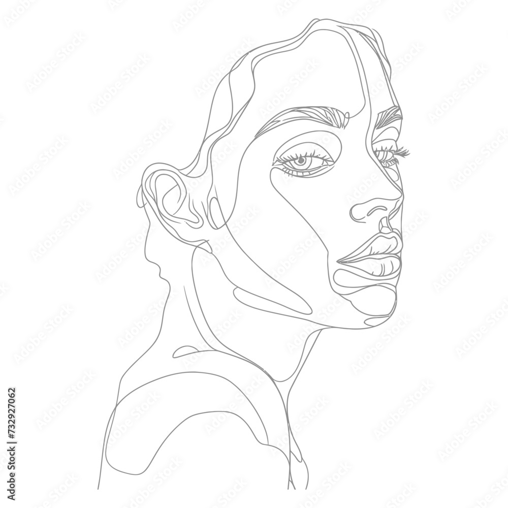 aesthetic woman with continuous line art style black color only aesthetic woman with continuous line art style black color only