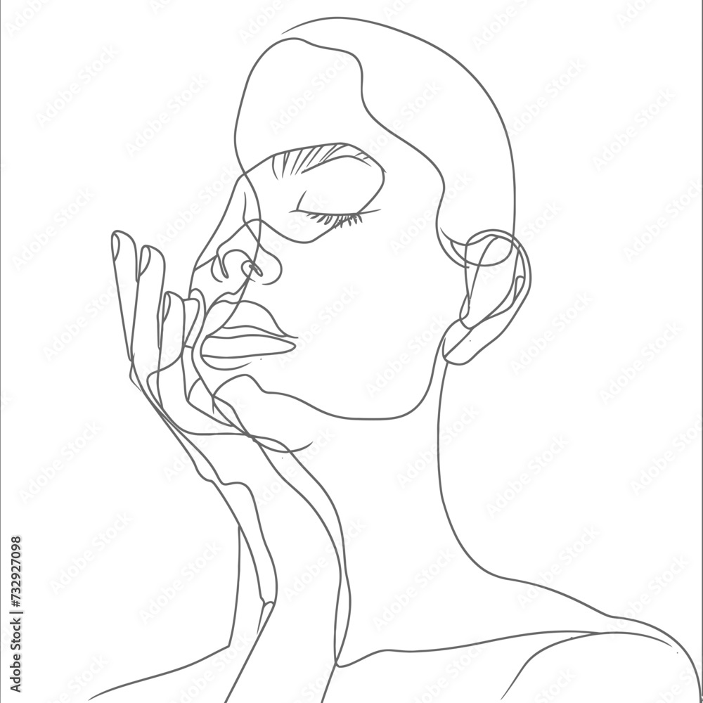 aesthetic woman with continuous line art style black color only aesthetic woman with continuous line art style black color only