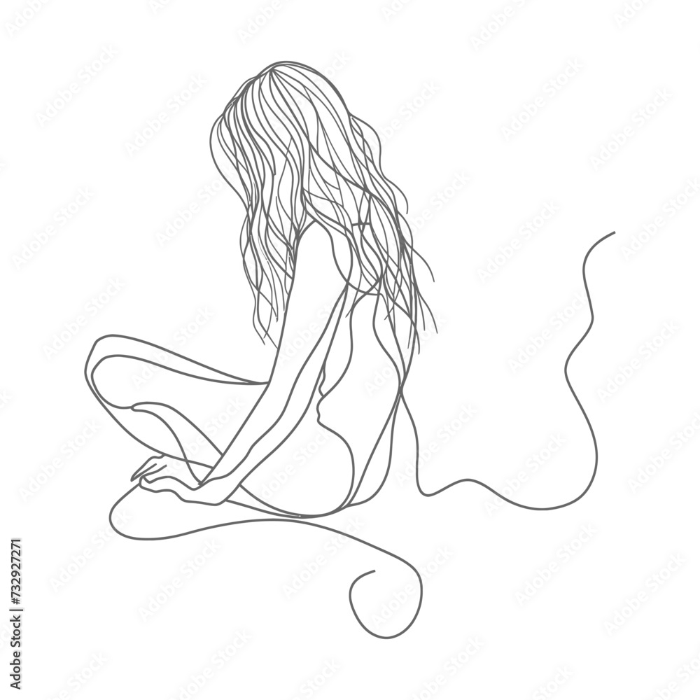 aesthetic woman with continuous line art style black color only aesthetic woman with continuous line art style black color only