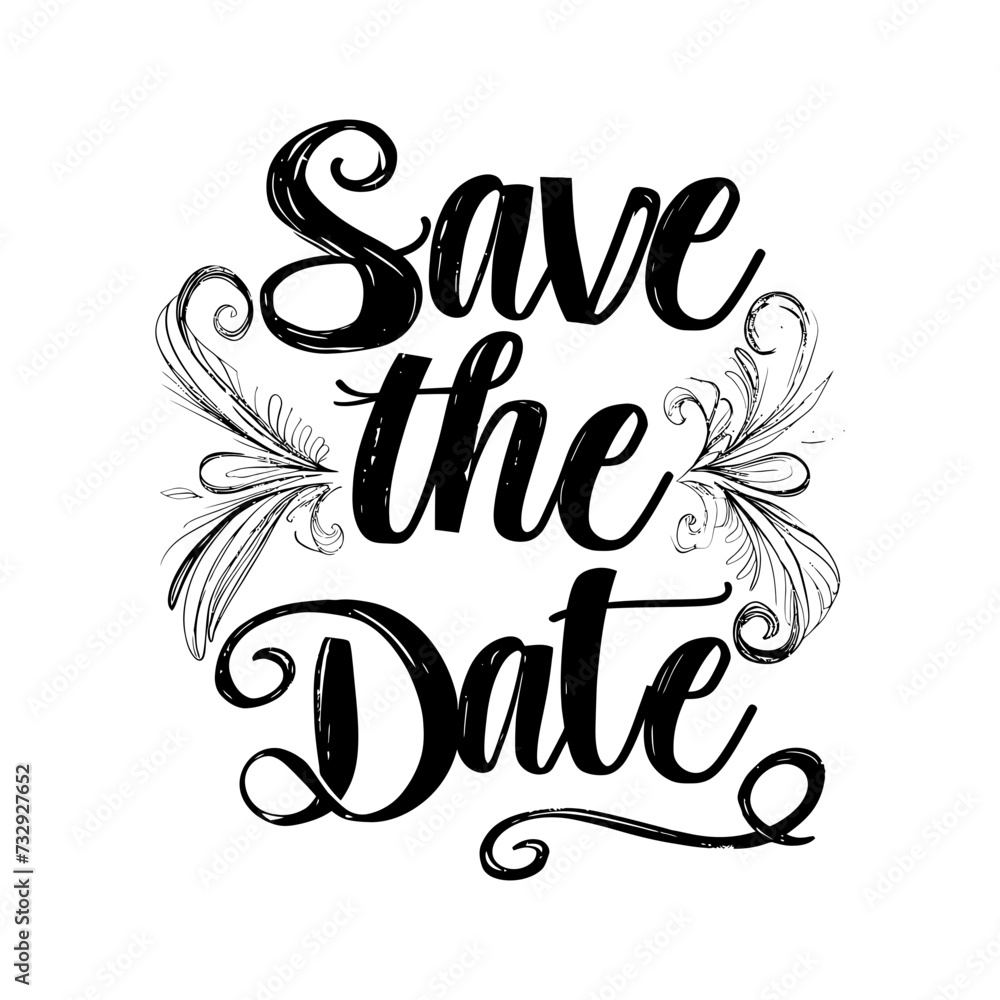 Obraz premium typography art save the date word for wedding invitation element
