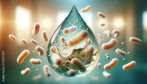 Vibrant and Detailed Close-Up of Active Probiotics in Cultured Yogurt photo