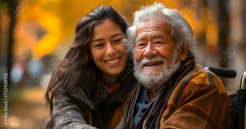 Senior Man and Caregiver Daughter: A Heartwarming Duo, Generative AI