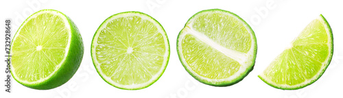 Photography Fresh lime slice and half isolated, transparent PNG, collection, PNG format, cut