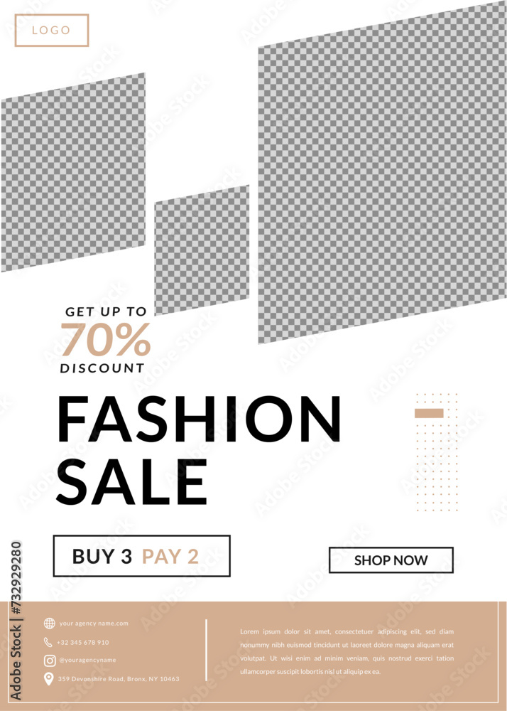 Naklejka premium Fashion Flyer Template Design Brochure, Annual Report, Magazine, Poster