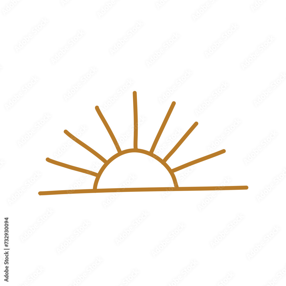 Hand drawn sun line design Hand drawn sun line design